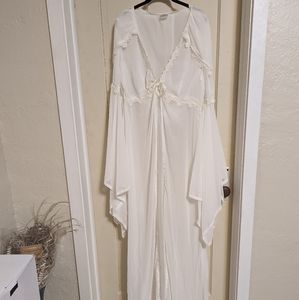 Enigma Fashion White Medieval Fairy Trumpet Sleeve Princess Wedding Dress